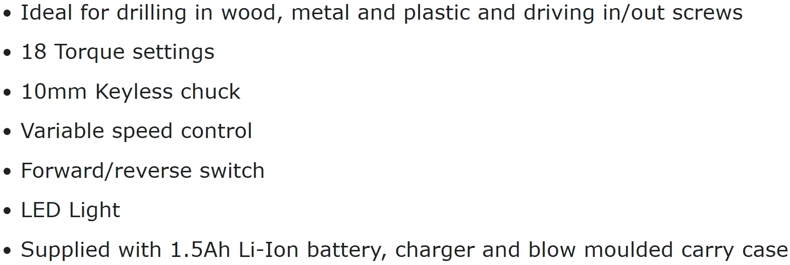 מברגה מקדחה מקצועית נטענת היינל EINHELL TC-CD 18-2 LI TEXT
